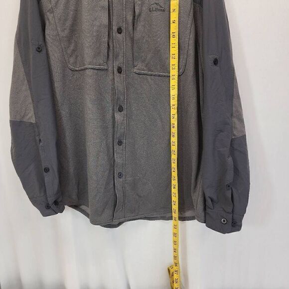 L.L. Bean Grey Long-Sleeve Button-up Shirt Jacket Men's Size L I1 - Picture 2 of 8